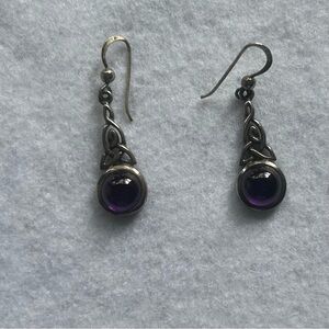 Silver and Purple Amethyst Celtic Knot Earrings